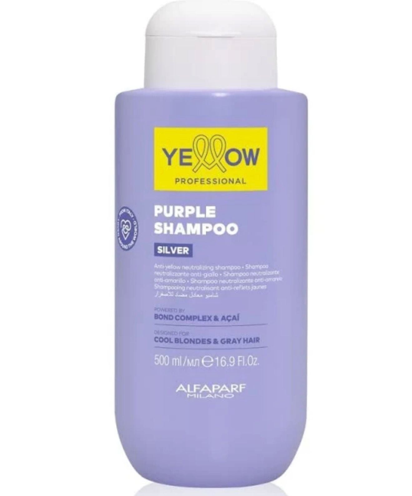Shampoo Matizante (Anti-Amarillo Para Rubios Frios y Grises) + Açaí & Rosa de Jericó - Yellow