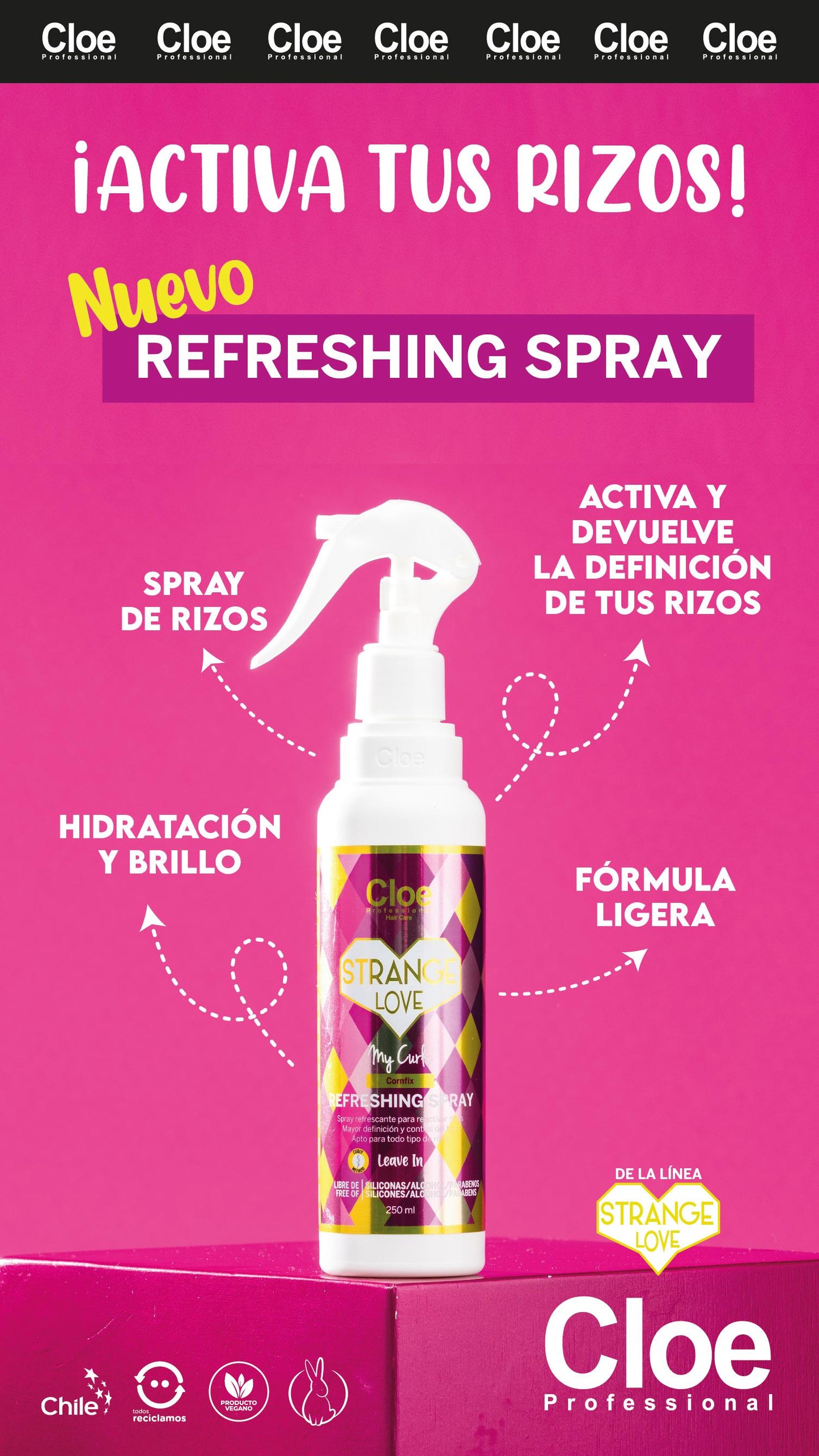 Refreshing Spray Strange Love My Curls 250 ml - Cloe