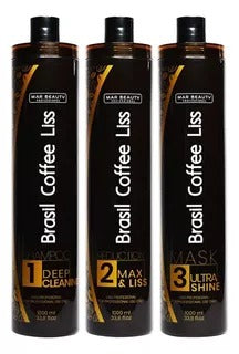 Kit Alisado Permanente 3 Pasos (Keratina) Brasil Coffee Liss 300ml - Mar Beauty