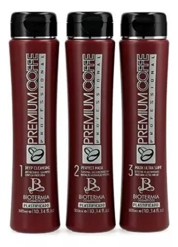 Kit Alisado Plastificado 3 Pasos Premium Coffe Profesional