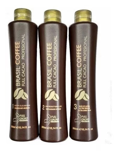 Kit Alisado Permanente 3 Pasos (Keratina) Brasil Coffee Full Cacao Profesional